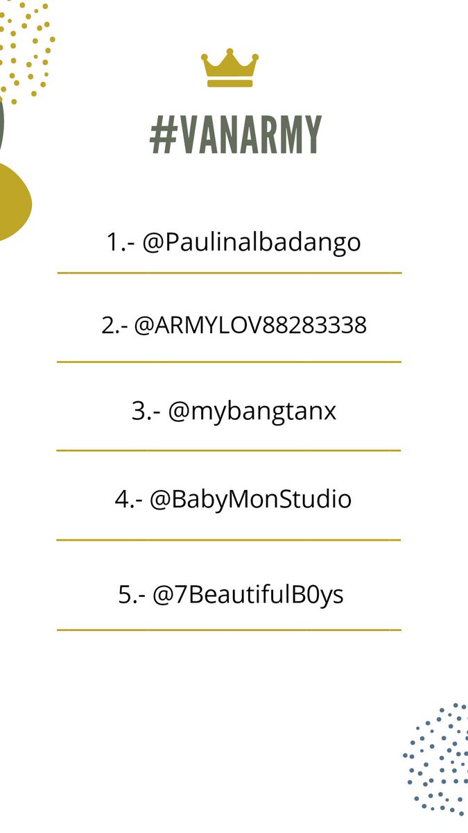 Baby_ArmyInfo's tweet photo. .•♫•Semana #3•♫•.
.•♫•#VanARMY•♫•.
.•♫•TOP #5 •♫•.
@BTS_twt #ARMYHot100Esp https://t.co/iMTNRVAwkE