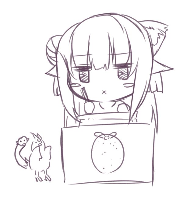 原稿中の息抜きにラクガキハクちゃんとコカトリス 