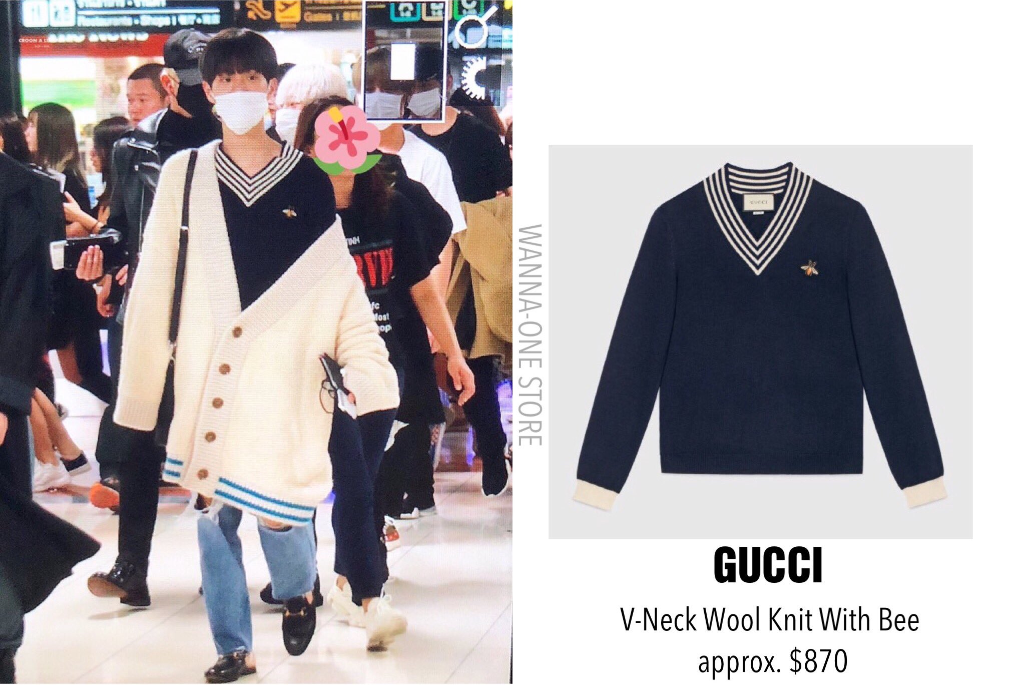 gucci bee v neck sweater
