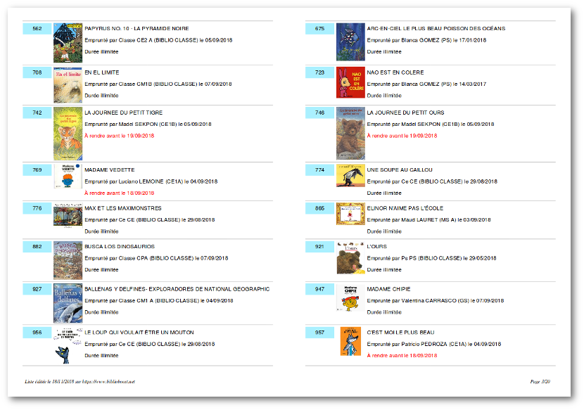 biblioboost's tweet photo. La mise en place des procédures d'impression est terminée : vous pouvez maintenant imprimer (ou sauvegarder puisqu'il s'agit d'un pdf) aussi la liste des emprunts en cours dans la nouvelle version.  Merci à la classe #fpdf pour PHP ! https://t.co/L5oau8G6UX