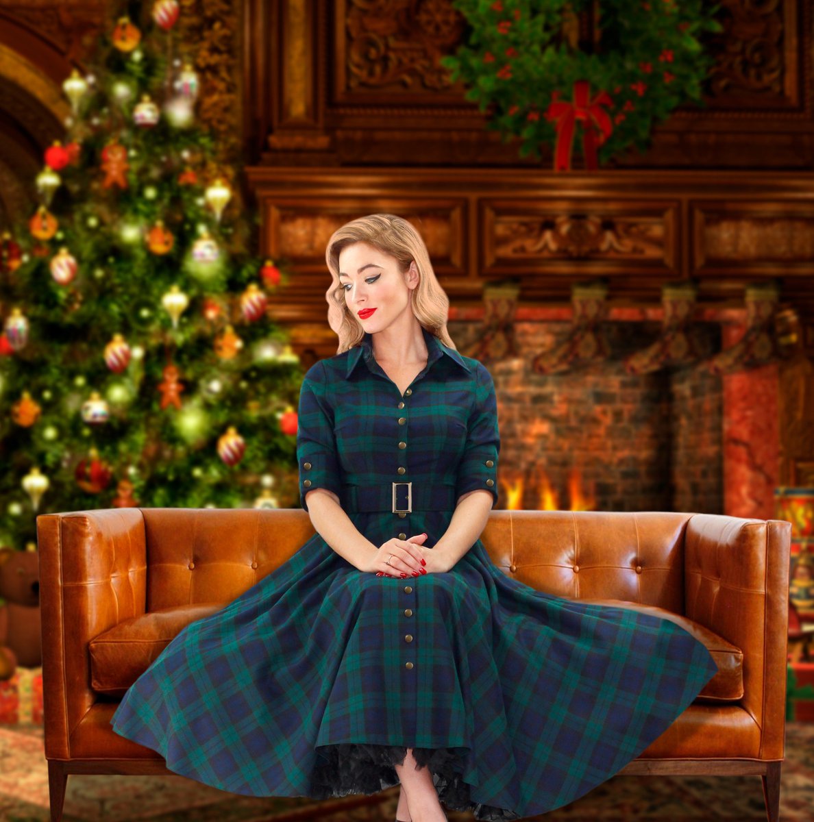 british retro tartan dress