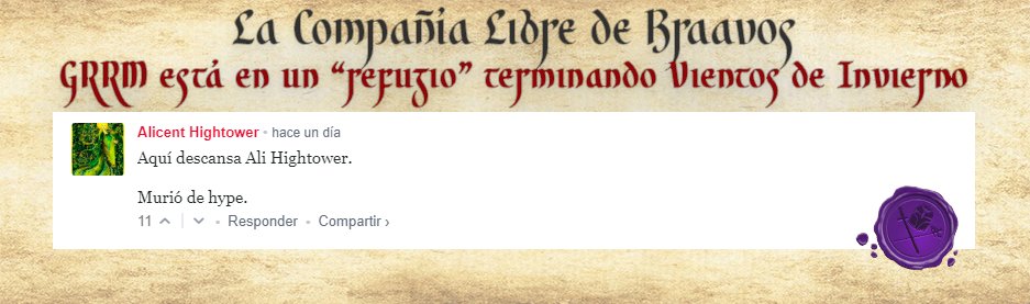CLBraavos's tweet photo. El #ComentarioDeLaSemana es para la Leal @AlicentTheQueen por su comentario en el #DailyMyr donde os contamos que #GRMM está en su refugio terminado #VientosDeInvierno. ¿A vosotros también os ha subido el hype? 🤩 https://t.co/5M6oJs0Ux1 https://t.co/zXkOnzop94