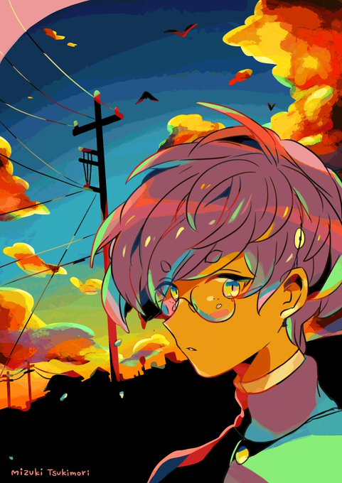 「cloudy sky power lines」 illustration images(Oldest)