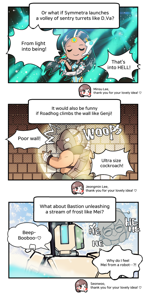 veritedebuisson's tweet photo. Veritewatch Ep. 24: Comics on changing roles (2)
Lots of amazing ideas! :D
#Veritewatch #Overwatch #Zarya #Torbjorn #Symmetra #Roadhog #Pharah @PlayOverwatch https://t.co/a2TqsWQcax
