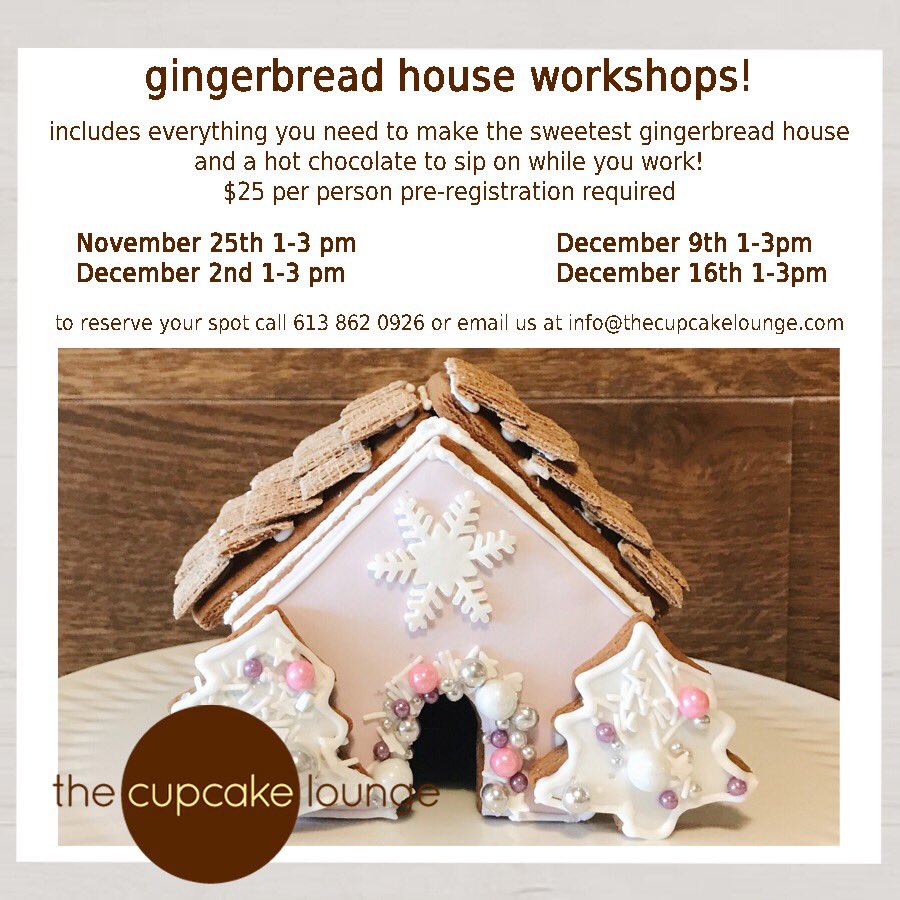 cupcakesottawa's tweet photo. Have you signed up yet?! We want to spend Sunday afternoons with you! P.S. we have wine... 🥂 #gingerbreadworkshop #sundayfun https://t.co/pdxfYeWFaV