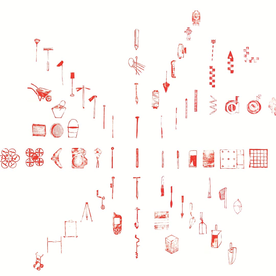 gislipals's tweet photo. One of the most striking archaeological image imo is Pitt-Rivers' On the evolution of cultures, proposing a progression from the stick to a range of different tools. Here's a playful attempt at doing the same with arch. tools: roughly 80 hand carved linocut blocks. #archaeology https://t.co/d2xtlJ6RQ8