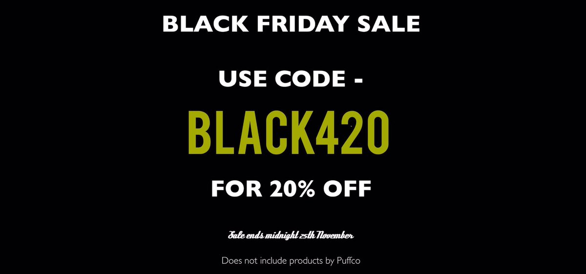 Black Friday sale now on - use code BLACK420 FOR 20% OFF (doesn’t include Puffco plus and peak)
#hemp #cbd #ukcbd #bestcbd #london #qualityfirst #blackfriday #sale #offer #deal