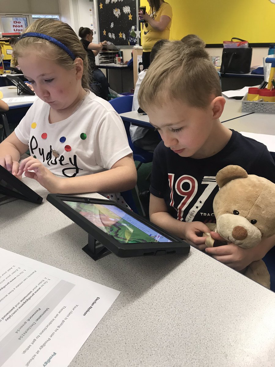 class_5p's tweet photo. #prodigymaths was a hit with 5P on Friday. Everyone has their own username and password to log on at home too. Even the teddy bears got to join in! https://t.co/8FtfOOz5qK