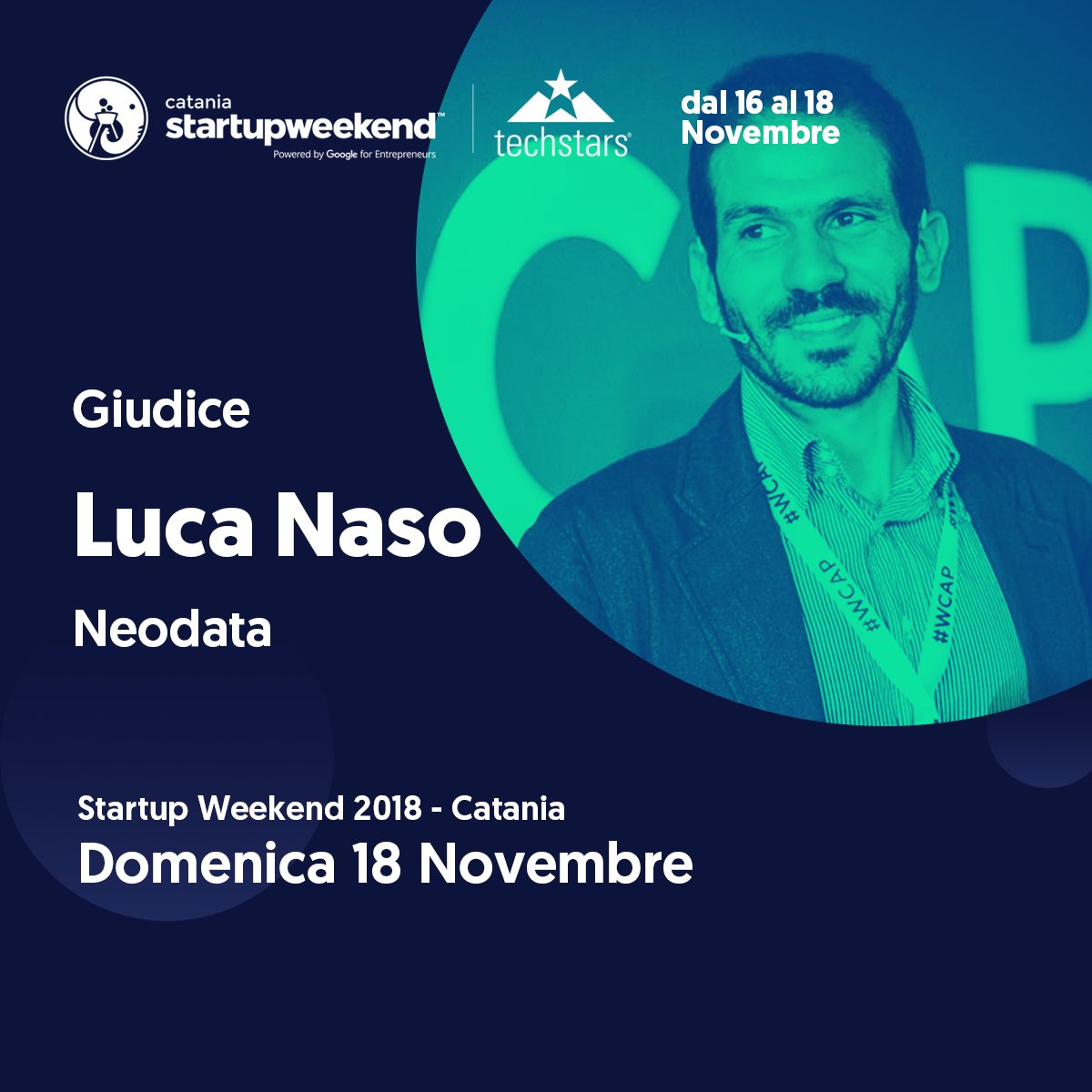 .<a href="/NasoLuca/">Luca Naso</a>, esperto di #MachineLearning e Senior Data Scientist presso <a href="/Neodatagroup/">Neodata Group</a>, si aggiunge al team di giudici di #SWCTA18. 

#ACTion #StartupCatania #StartupWeekend