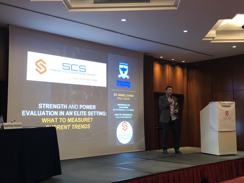 S_C_Society's tweet photo. Our afternoon session continues with @danielcohen1971 from @ValdPerformance @forcedecks Strength and Power evaluation in elite settings.
What to measure?
#SCSRome https://t.co/Q4b5ShV9Fw