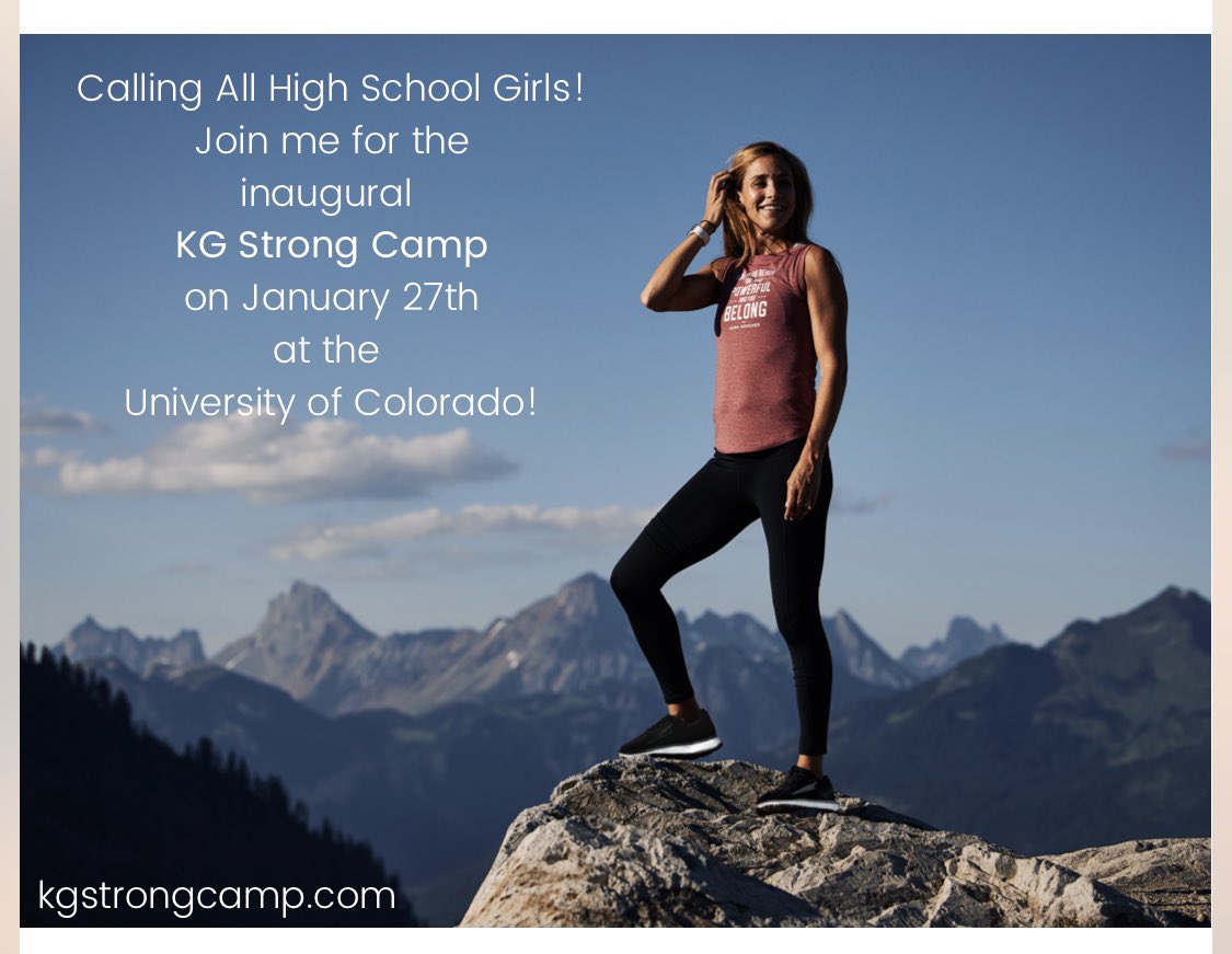 I’m so excited to announce KG Strong Camp for high school girls! The day camp will be on Jan 27th at @cubuffs. There will be running, learning, journaling and a lot of AMAZING gear from my sponsors <a href="/AltraRunning/">Altra Running</a>, <a href="/oiselle/">oiselle</a>, <a href="/playgoodr/">playgoodr</a> &amp; <a href="/nuunhydration/">Nuun Hydration</a> 🙌🏼kgstrongcamp.com