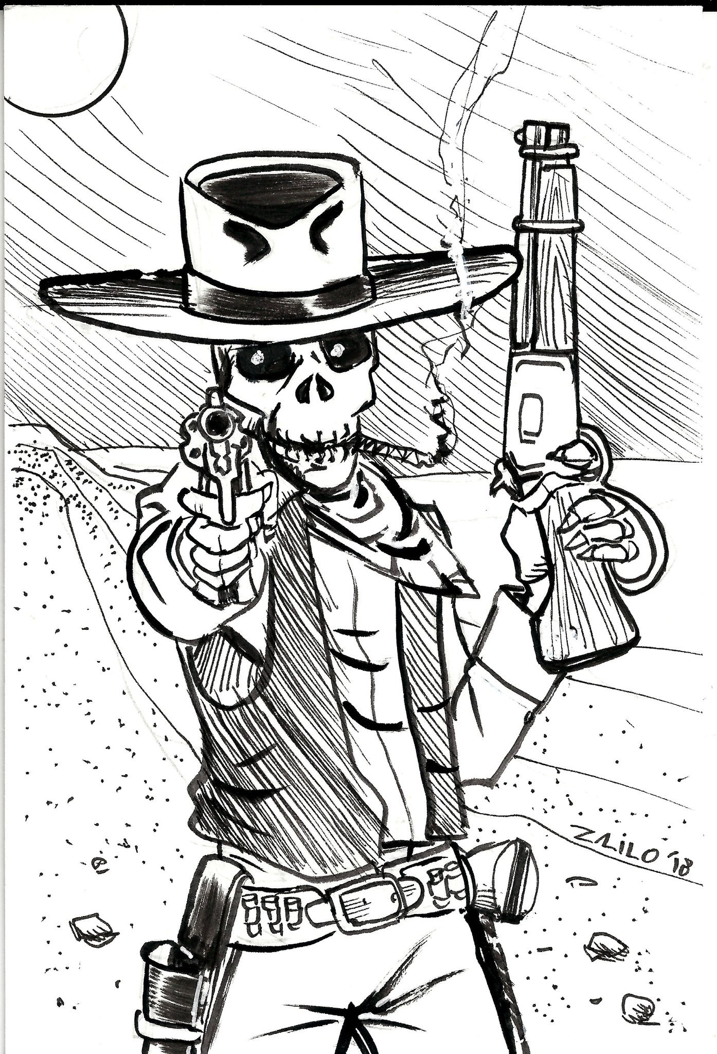 Framed Cowboy Sketch 16x21 - Frontier Western Shop