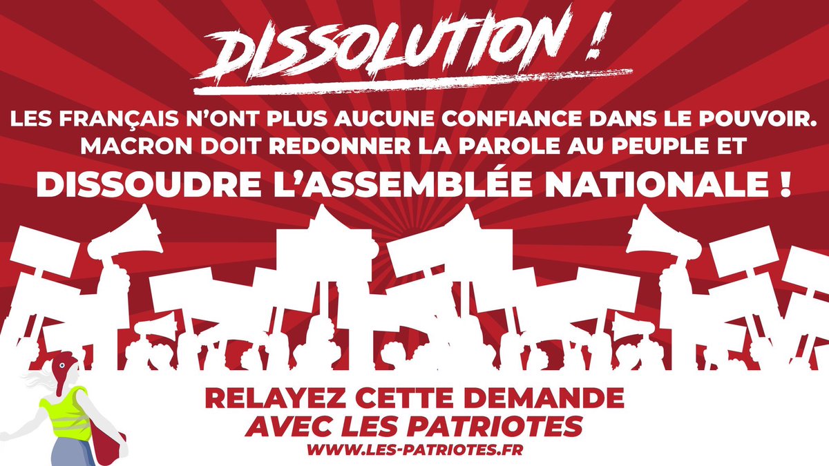 🗳📣Le peuple n’a plus aucune confiance dans le pouvoir, Macron doit nous redonner la parole ! #GiletsJaunes SIGNEZ et PARTAGEZ notre pétition pour exiger une dissolution de l’Assemblée nationale ➡️ docs.google.com/forms/d/1Z7OUR…