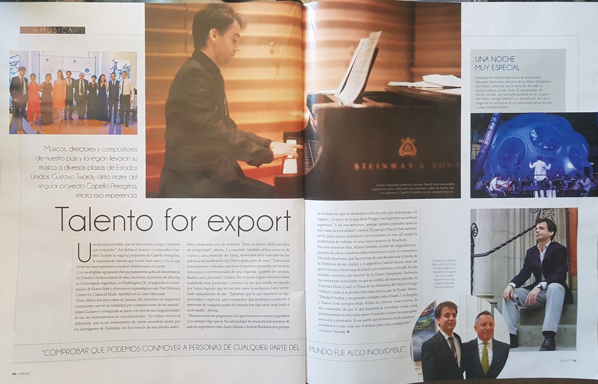 capellaper's tweet photo. Entrevista a nuestro director en Revista Break, diario Perfil con propósito de la gira de Capella Peregrina en NYC /Interview in Break magazine, Perfil newspaper about the tour of Capella Peregrina in NYC. @capellaper  @ARGinUSA @breakperfil @ARGenNewYork  #ArgentinaExporta https://t.co/nTinv7xhja