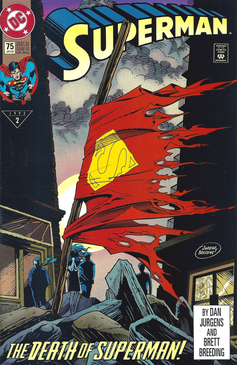 worldsfinest's tweet photo. On this day in 1992, Superman fell at the hands of Doomsday in the now-classic "Superman" #75. Check out the excellent "The Death of Superman" animated movie, a recent adaptation which faithfully revisits the event. #DeathofSuperman #Superman #Doomsday #Superman75 #Superman80 https://t.co/ArmhjCaJQp