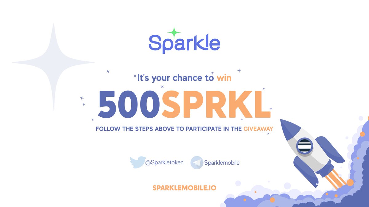 We are doing a 500 $SPRKL #Giveaway!

To participate you must:

1. Follow <a href="/Sparkletoken/">Sparkle</a> 
2. Like and Retweet this tweet
3. Join the #Sparkle Discord and Telegram
- t.me/Sparklemobile
- discord.gg/sXa3hct
4. Tag 2 friends

Winner announced on the 30th of November!