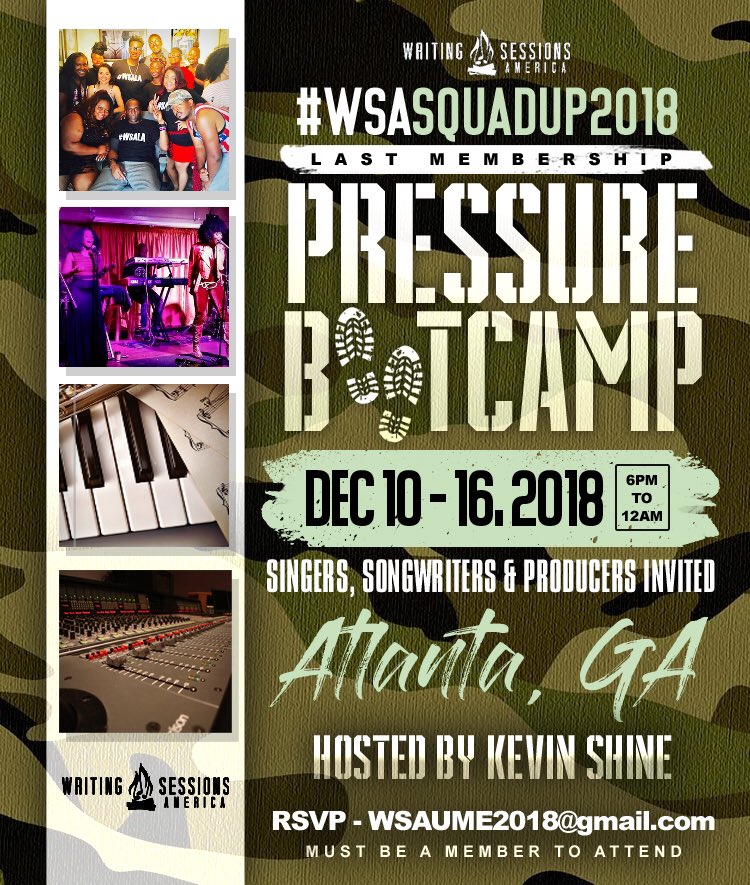 Kevin_AnR_Shine's tweet photo. #WSASquadUp2018  is calling all SINGERS, SONGWRITERS &amp; PRODUCERS to ATLANTA #DEC 10-16 for Our WSA membership #PRESSURE #BOOTCAMP , last this year..JOIN the FAMILY &amp; RSVP to ATTEND #ACCEPTTHECHALLENGEOFYOURGREATNESS ..Step Up! https://t.co/kPmkg9F9Hq