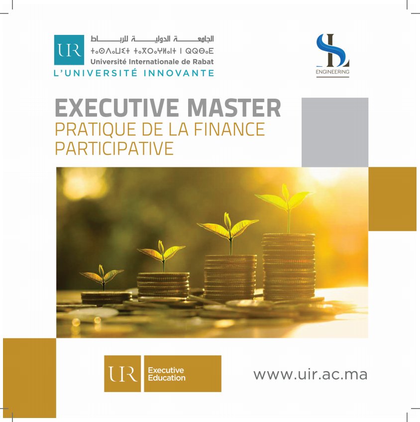 engineering_sl's tweet image. L'Université internationale de Rabat en partenariat avec le Groupe SL ENGINERERING TANGIER organise un Exécutive Master: 
- Pratique de la finance participative.
 A partir du 21 décembre 2018 à Tanger 
Les inscriptions se font en ligne sur  uir.ac.ma
