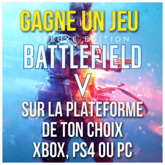 WisethugTV's tweet photo. 🏆 #Concours #Battlefield 🏆

Tente de gagner 1 Edition Deluxe de Battlefield V sur la plateforme de ton choix (Xbox, PS4 ou PC)

-> #RT ce Tweet
-> Suivre @WisethugTV 
-> T.A.S mardi 20 !

Merci à @BattlefieldEAFR pour la dotation ! https://t.co/iyzq9VZEYf