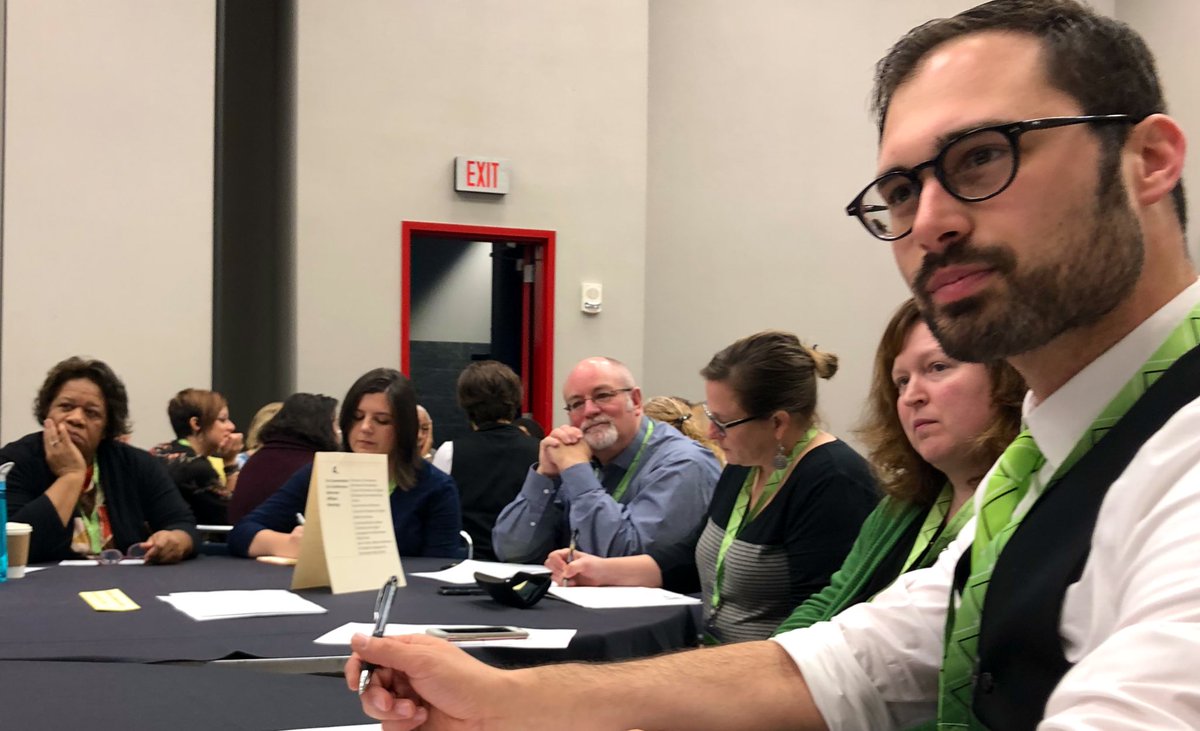 MLuckritz's tweet photo. As I ended NCTE, lucky to see incredible @AndersonGL .@MrBronke .@sarajaneschu present fabulous ideas .@ncte #NCTE18 @ncte_cel I can’t wait to share these ideas back at school! #raisingstudentvoices https://t.co/Jzfu883udV