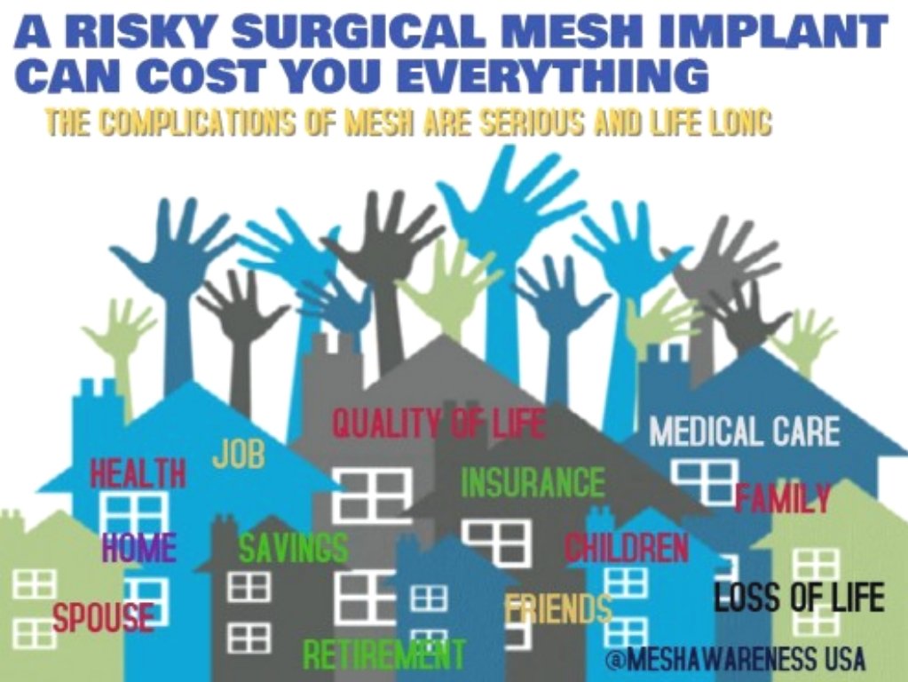 JanUrban12's tweet photo. And No One gives a Flying "F" An #estimated 1 Million #Americans have been #Irreversibly #Harmed by #Surgical #Mesh #Recovery from these #Permanent #Implants and there #Debilitating #Complex #Complications is not an #Option #HELP is hard to find! It's #Time to #CleanThisMeshUp https://t.co/rsdPvrpLjG