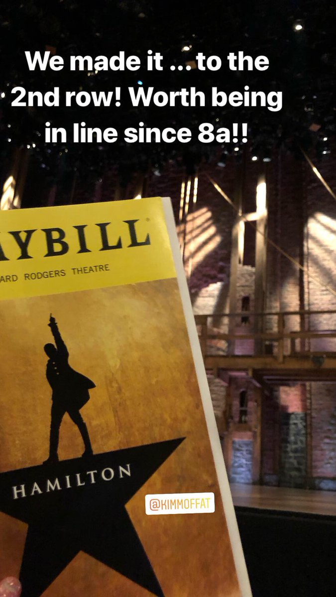 Update <a href="/Lin_Manuel/">Lin-Manuel Miranda</a> ... WE MADE IT! Get to see your spectacular creation in the SECOND ROW!!!! Pinch me! #whatsnext #hamilton <a href="/HamiltonMusical/">Hamilton</a> #dreaming <a href="/kimmoffat/">Kim Moffat</a>