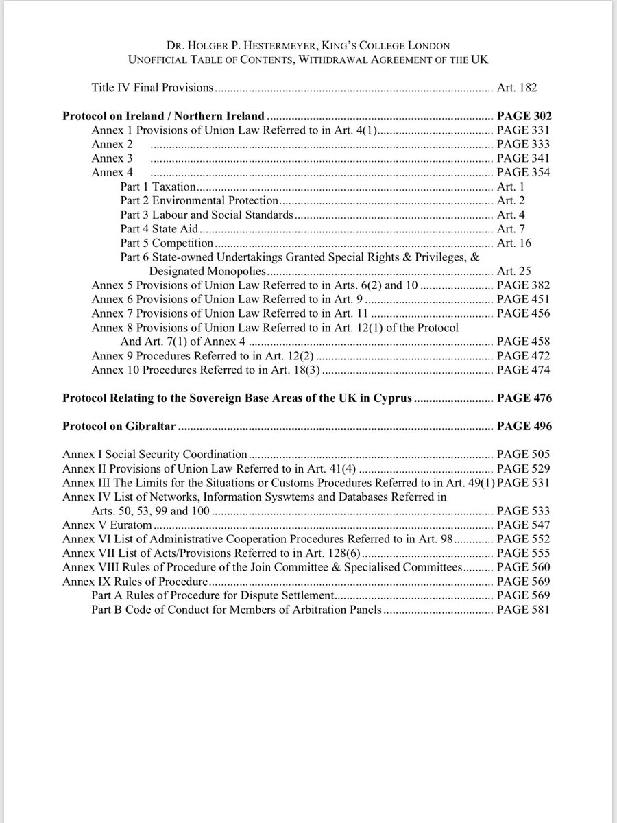 hhesterm's tweet photo. The Withdrawal Agreement is not accessible, you say? For my orientation and yours I have drafted a table of contents. Enjoy. (Maybe that’s not the right word. Suffer less?) https://t.co/2IHYy8XRLS