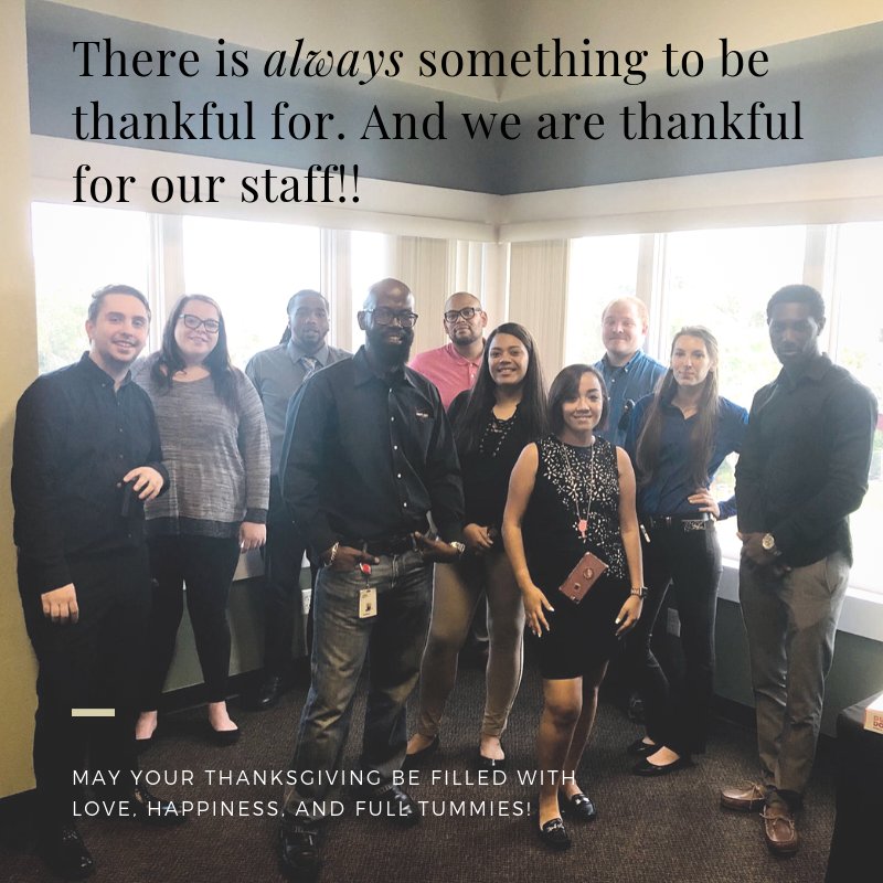 MgmtGold's tweet photo. Thanksgiving is the time we take count of things we are grateful for, in actuality we should be thankful everyday! Touching Gold Management is extremely grateful for our hardworking staff today and everyday! Thank you for what you do! https://t.co/4q1KBR8aDT
