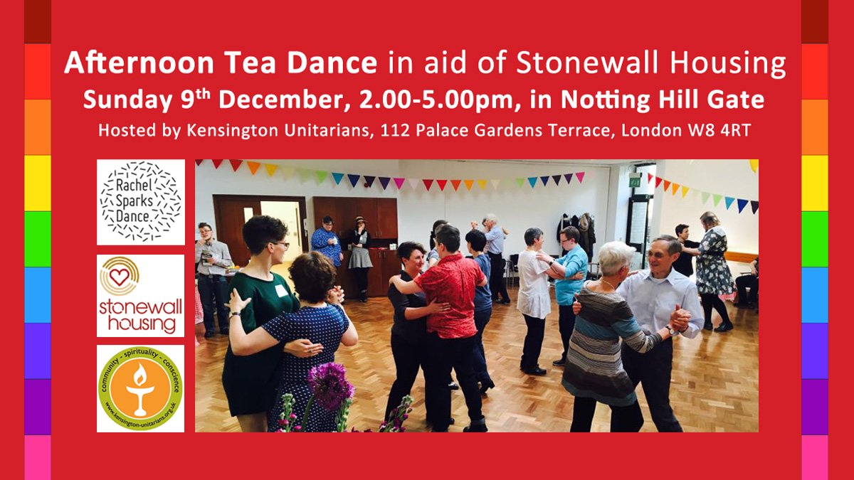 Kensington Unitarians (@essexchurch) on Twitter photo We're hosting a Festive Fundraising Tea Dance on Sunday 9th December, in aid of Stonewall Housing, with the help of <a href="/DanceWithSparks/">Dancewithsparks</a> - all are welcome, beginners' dance class is included - buy advance tickets at rachelsparksdance.co.uk/book-online (congregation members come for free) We're hosting a Festive Fundraising Tea Dance on Sunday 9th December, in aid of Stonewall Housing, with the help of <a href="/DanceWithSparks/">Dancewithsparks</a> - all are welcome, beginners' dance class is included - buy advance tickets at rachelsparksdance.co.uk/book-online (congregation members come for free)