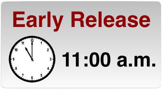 Please remember that Wednesday, November 21st is an early dismissal at 11:00am! Remind your friends too!