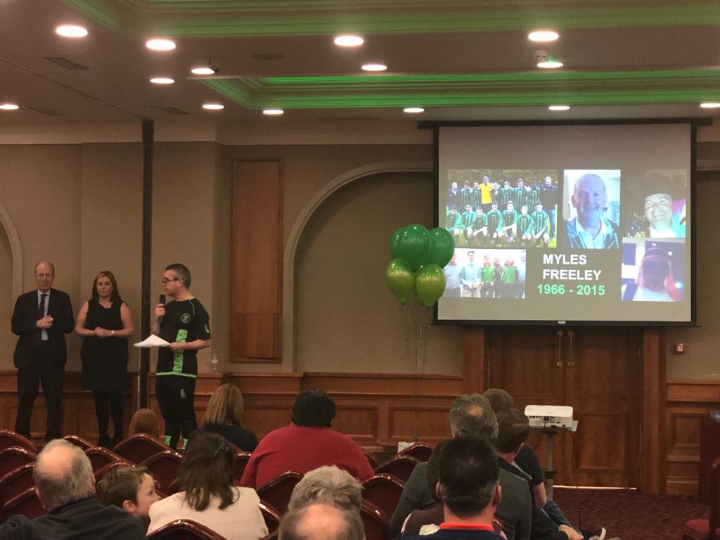 Chairman Brendan Kelly announces the Myles Freeley Memorial Award 'Spirit of Lakelands'...

#LakelandsFC #LLFC #EOS18