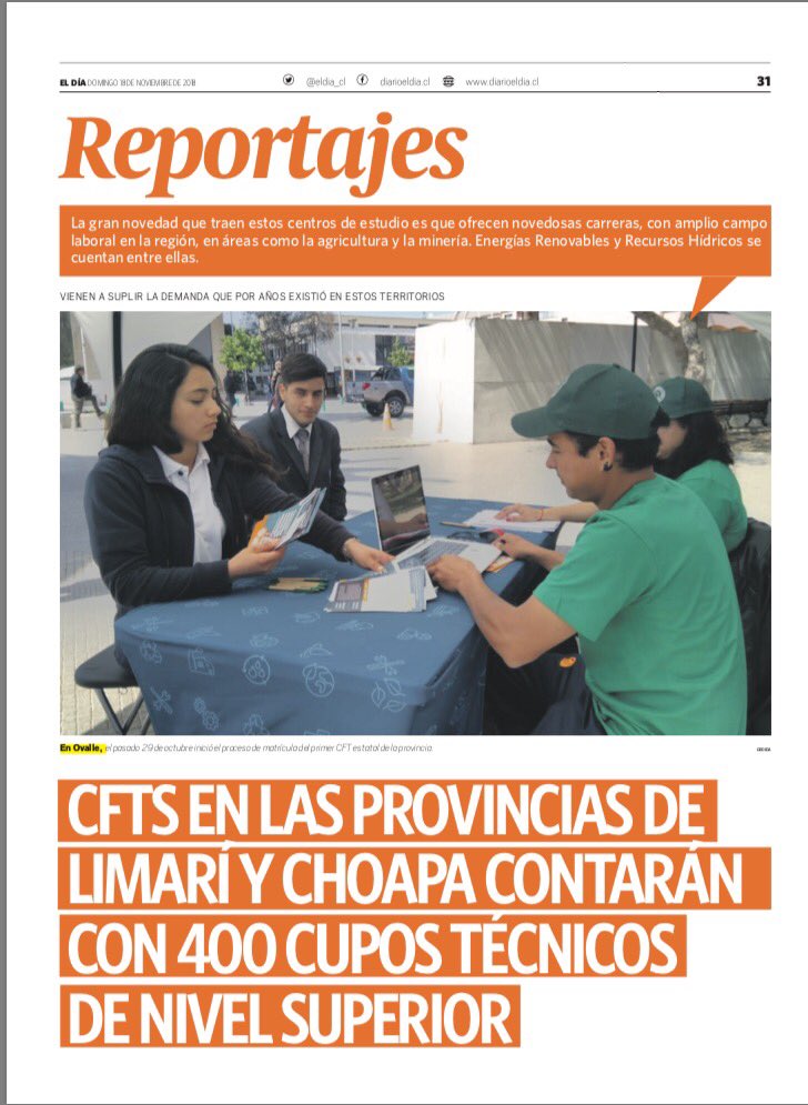 Compartimos el excelente reportaje de <a href="/eldia_cl/">Diario El Día</a> sobre nuestro #CFTestatal y el proceso de admisión para el 2019. Revísalo aquí 👉🏼 diarioeldia.cl/region/reporta…