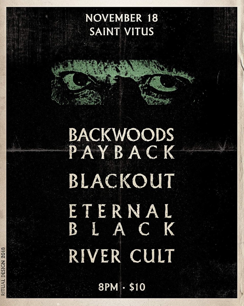 River_Cult's tweet photo. TONIGHT!! @saintvitusbar with @BckwoodsPayback Blackout and @eternalblacknyc #brooklyn #nyc #heavy #saintvitusbar https://t.co/UOAJU1Xwfl