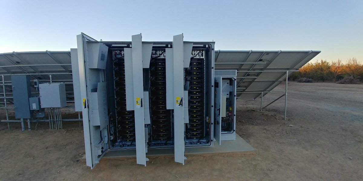 Adarapower's tweet photo. Inside the battery cabinets at our new install in NorCal.  Each cabinet has 17 battery modules at 6.5kWh for a total of 330kWh. #energystorage https://t.co/sF55hqE4Na