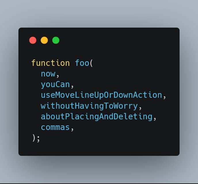 turbobureaucrat's tweet photo. Hm, since #ES2017 trailing commas in function parameters lists are legal.π
#JavaScript #ES2017 #ExploringES2016AndES2017 https://t.co/QJidjVcKHk
