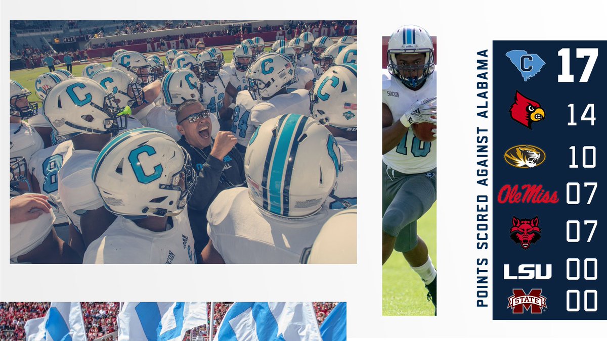 Since we left a few of you out of the party yesterday,

We just wanted to remind you guys that scored more than:

@UofLFootball &amp; <a href="/MizzouFootball/">Mizzou Football</a> &amp; <a href="/OleMissFB/">Ole Miss Football</a> &amp; <a href="/AStateFB/">Arkansas State Football</a> &amp; <a href="/LSUfootball/">LSU Football</a> &amp; <a href="/HailStateFB/">Mississippi State Football</a>. 😁

#FireThoseCannons | #TheCitadel