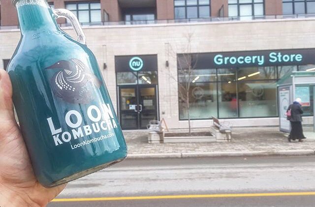 nugrocery's tweet photo. Judging by the colour of @loonkombucha’s blue pomegranate kombucha (same teal as our logo!) we were meant to be! Fill up your growler/bottle at the store, kombucha is 25% off this month only! #special #NewAtNU https://t.co/JIMcnQWNsb