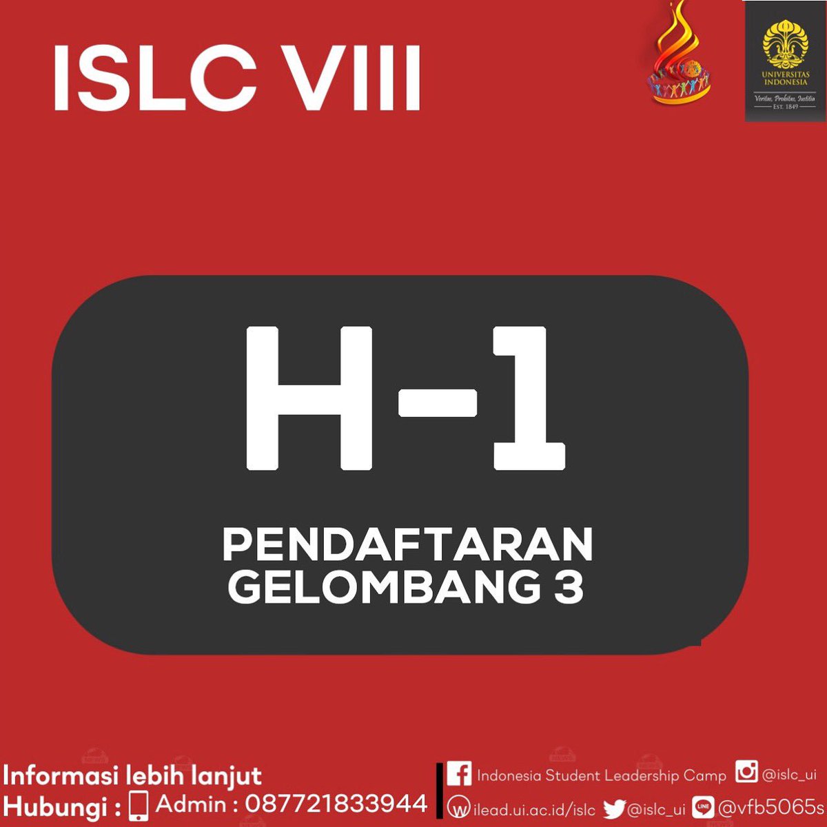 ISLC_UI's tweet image. Only 24 hours remaining! Submit your application now to ilead@ui.ac.id to secure your spot. More on ilead.ui.ac.id/islc 🙌🏻 #ISLCVIII #HopeforBetterChange