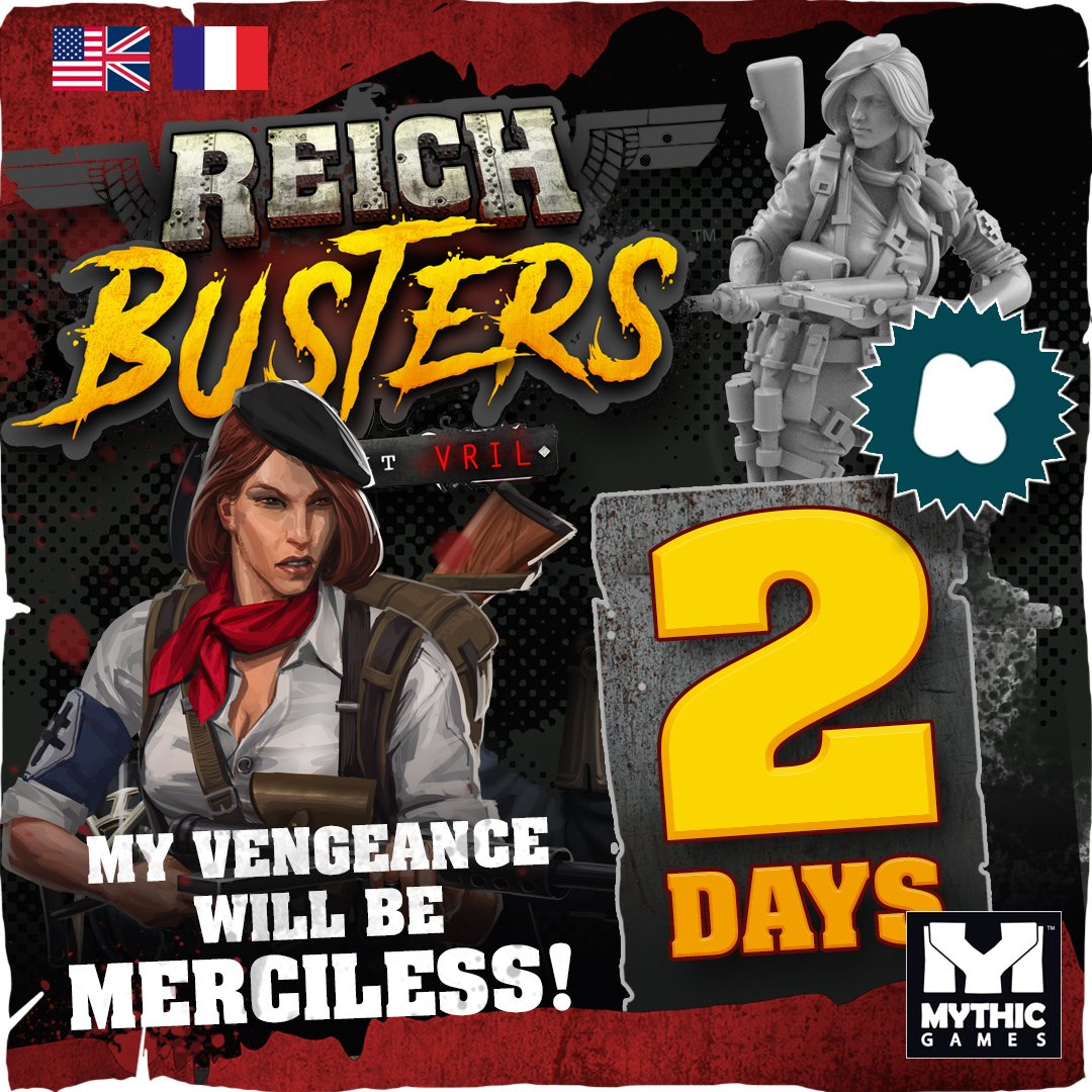 MythicGamesMG's tweet photo. Claudine has a score to settle and she's going to show the world that the French Resistance is as fierce as any fighters in the war! Join the fight at 2pm EST/7pm GMT/8pm CET on Kickstarter! #boardgames #miniatures #weirdwarII #kickstarter https://t.co/vaGFL2Mnp6