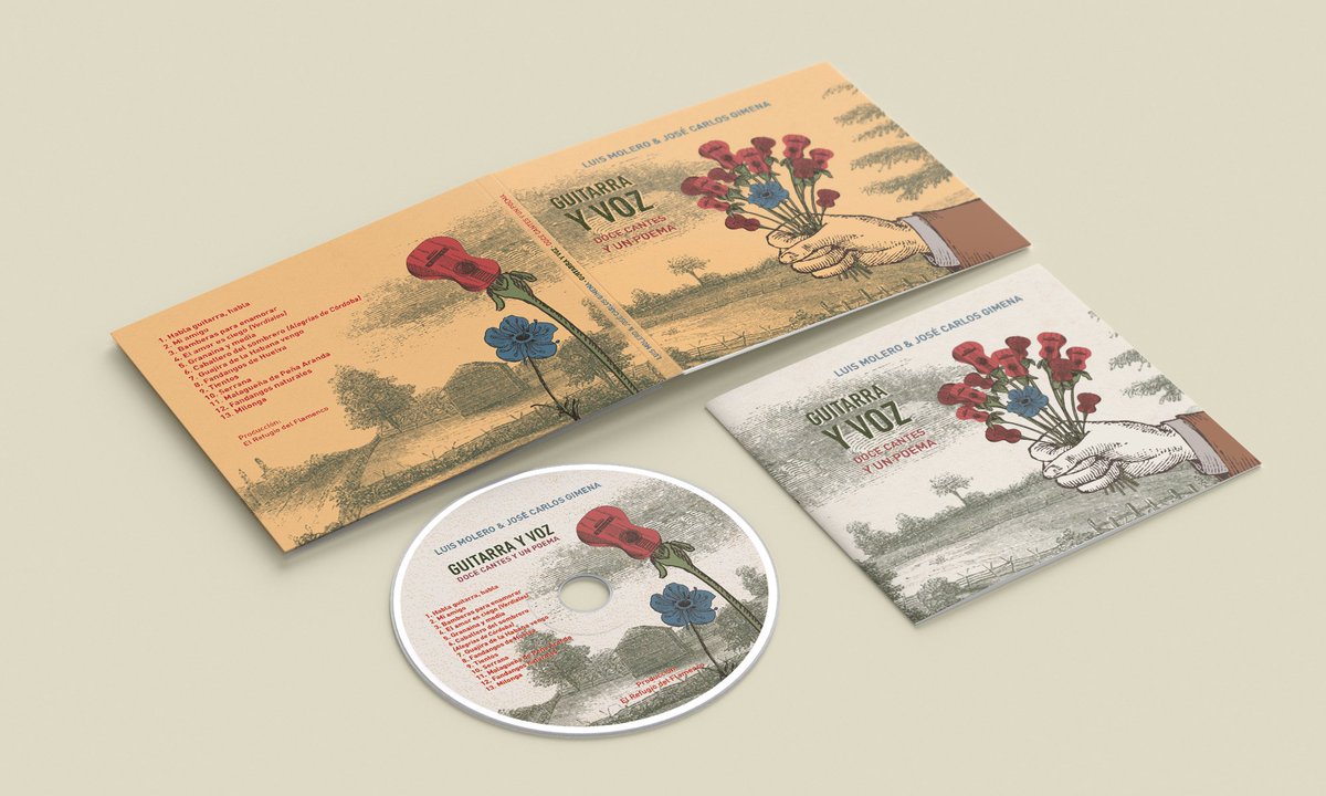 printalias's tweet photo. Trabajo de diseño y producción gráfica del cd "Doce cantes y un poema" de Luis Molero y José Carlos Gimena #música #diseño #PrintaliasCórdoba #cordobaesp https://t.co/klP1C33oTW
