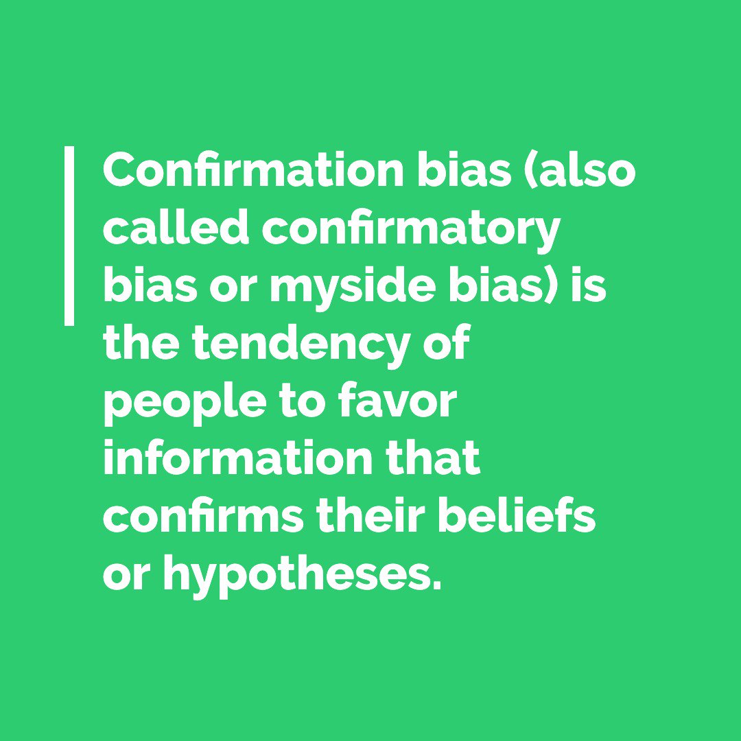 SearchUNIV's tweet image. Confirmation bias (also called confirmatory bias or myside bias) is the tendency of people to favor information that confirms their beliefs or hypotheses. #nyit120 #crapdetection