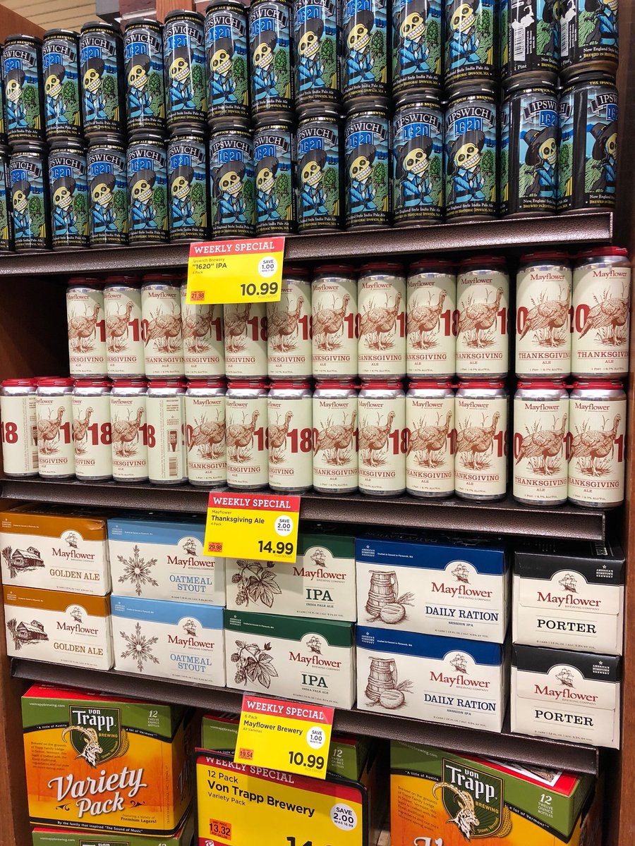 MayflowerBrew's tweet photo. Thanks to our friends at Roche Brothers Markets #rochebros for their terrific support. Stop by the Wellesley store and get your Thanksgiving Ale in time for the holiday. #thanksgivingale #mabeer #craftbeer https://t.co/kk0lIHGrWw