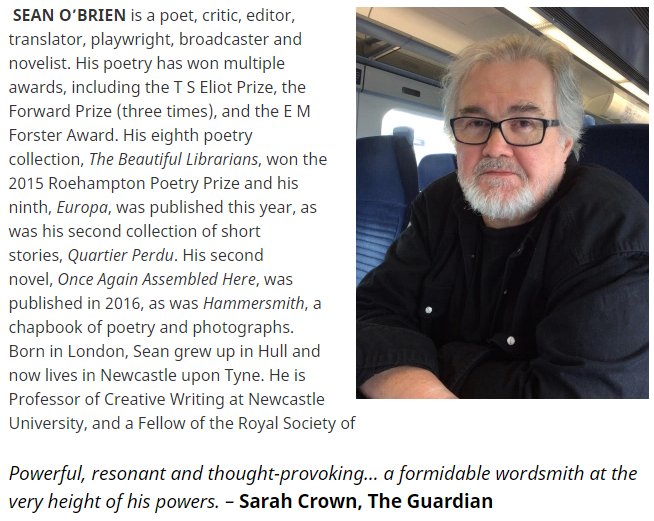 cocopofest's tweet photo. "Powerful, resonant, and thought-provoking."

Sean O'Brien, one of the UK's finest contemporary poets, is reading at the #Cornwall Contemporary Poetry Festival (22-25 Nov) - &amp; he's giving a masterclass, too.

Find out more and get your tickets: https://t.co/U7YMSENuvx
#cocopofest https://t.co/tg5S9VODB3