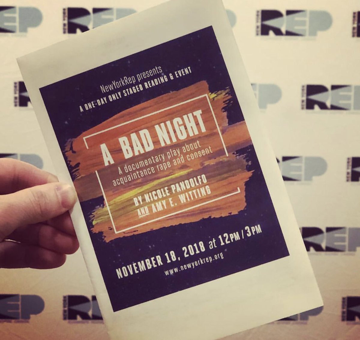 NYReptheatre's tweet photo. Today’s the day!! 12PM & 3PM!
See you there! #newyorkrep #readings #abadnight #metoo #theatre #storiesmatter #docuplay @MarkusPotter #gaylewaxenberg #joeltkirk #plays @wittywitting @NicolePandolfo https://t.co/nGRPiJJjSD