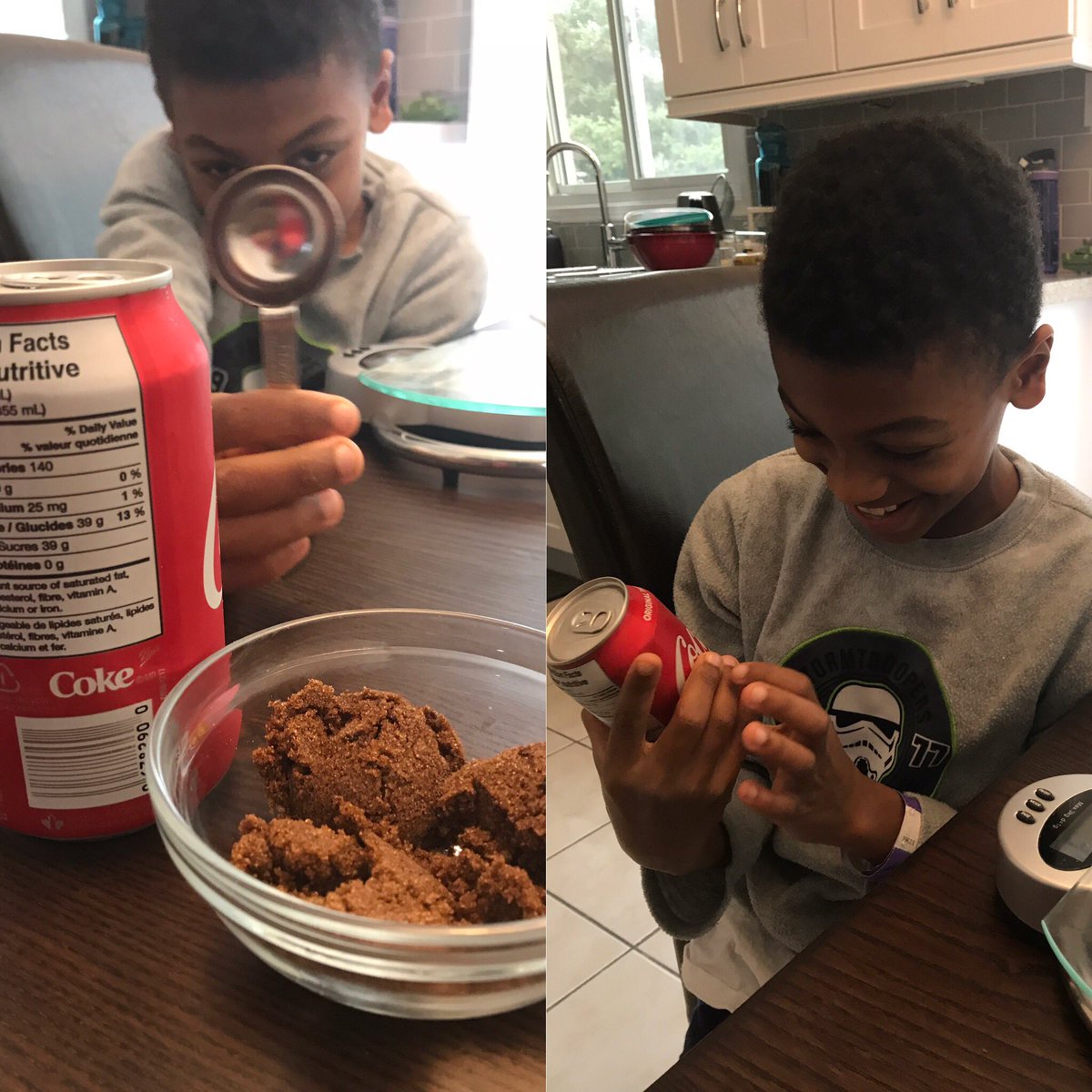 Full of a healthy Sunday brunch and working out how much brown sugar is in one can of Coke (39g)compared to what he puts in his oatmeal (6g)! #sugar #mathiseverywhere #nutritiontraining