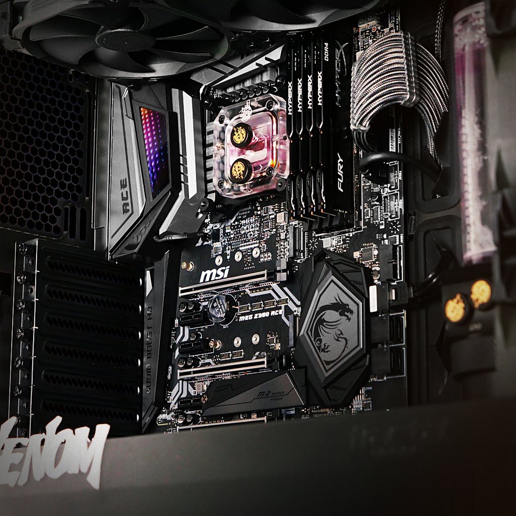 msiUSA's tweet image. Check this Venomized build with the ACE mobo! 
Such a great work from @jojococostudio!

Spec🔎:
Mobo: MEG Z390 ACE
GPU: MSI GEFORCE GTX 1070 TI TITANIUM 8G 
CPU:  INTEL® CORE™ i7-8700K
Case:  Fractal Design Define S2 Blackout -TG

#MSIZ390 #NewDimensions390 #INTEL #MSIxVenom