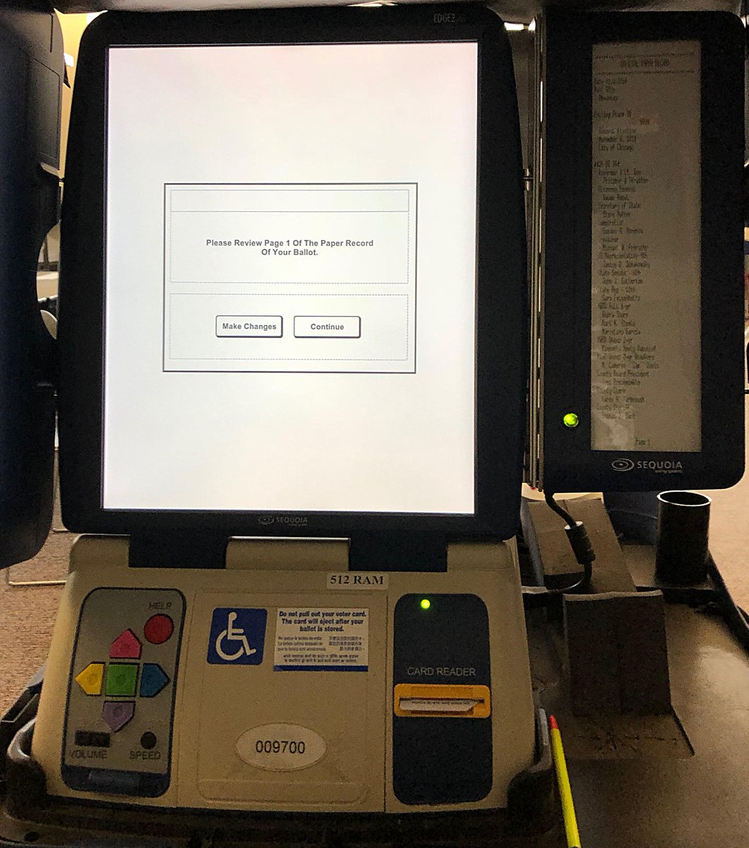 9/ There are four main components of the area's voting system. They include:The Edge2Plus, a Direct Recording Electronic (DRE) touchscreen voting machine that produces an electronic ballot with a paper ballot recorded as a side scroll inside the machine.