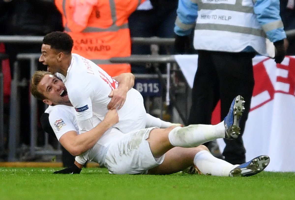 HKane's tweet photo. To hear that atmosphere at Wembley today was superb. What a year it has been in an @England shirt and even more exciting times ahead. Proud of the squad. Proud of our fans. #ThreeLions 🦁🦁🦁 https://t.co/lunFRVclfl