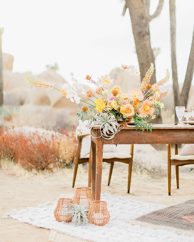 A little bit of desert inspiration for our autumn deco. As featured on <a href="/inspiredbythis/">Inspired By This</a>. || Photography: @daniellebaconphotography | Design: @goldenarroweventsanddesign | Florals: @rootedandwildco | Hair: @meghanvaleriehair | Makeup: @jamie.michele | Dress: @showmeyourmumu | …