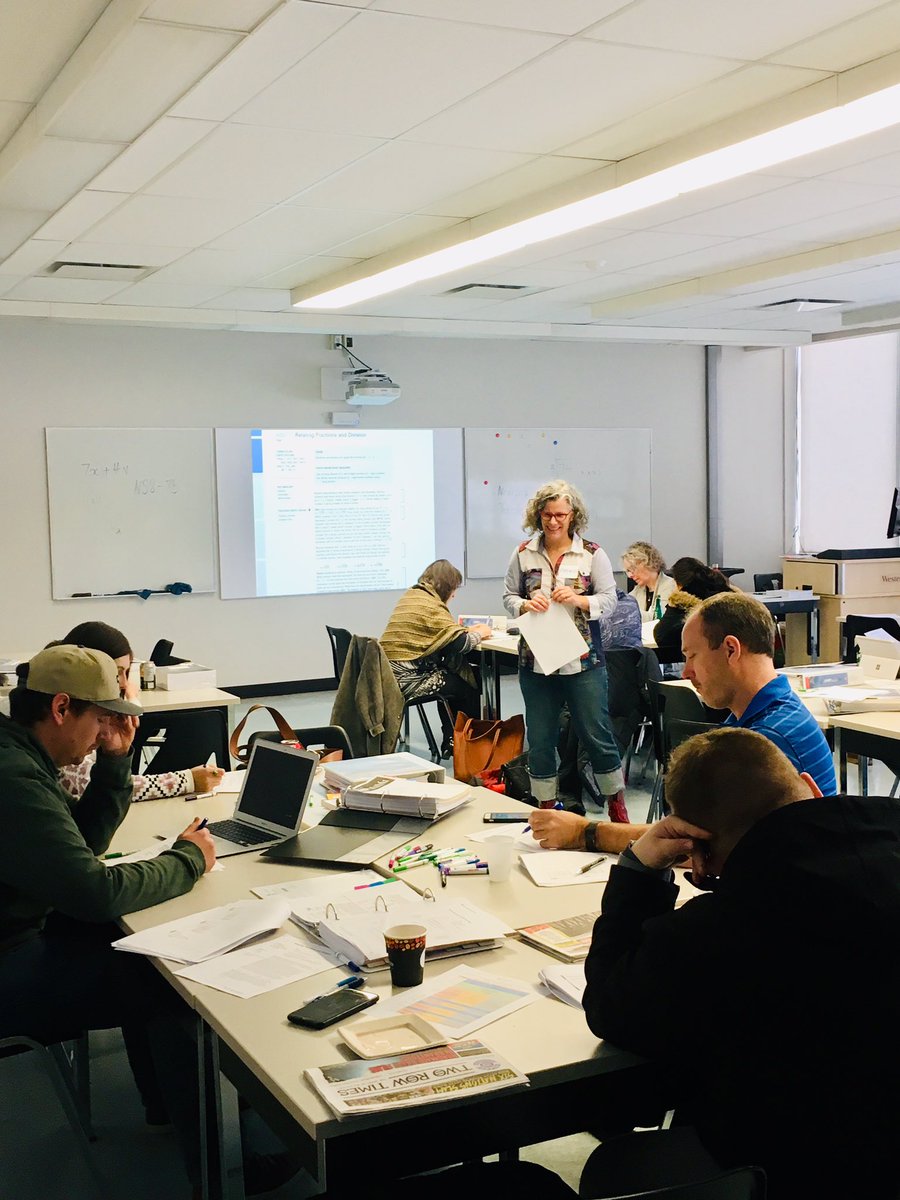 JUMP_Math's tweet photo. Day 2 afternoon continues! @AgroFrances leads a Gr6-8 PD session. Participants finding and highlighting key learning threads in a JUMP Math lesson. #MathEd2018 #MathMinds https://t.co/njZsrlcGZy